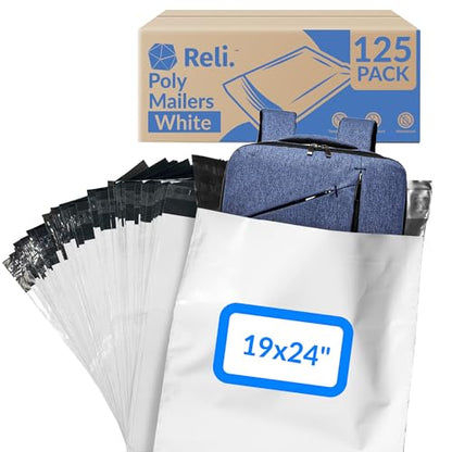 Reli. (125 Pcs) Poly Mailers 19x24", White | Self Sealing