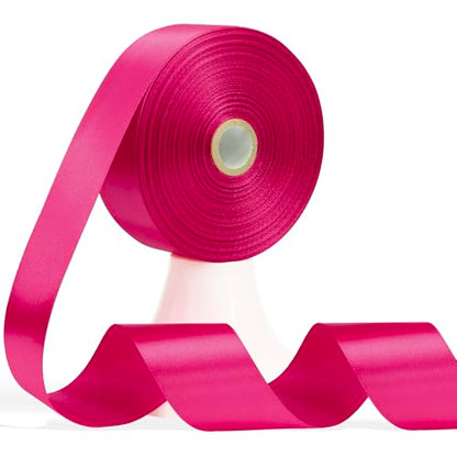 60 Yards Hot Pink Satin Ribbon 1-1/2 Inch, Solid Polyester Fabric Ribbon for Gift Wrapping, Crafts, Flower Bouquet, Wedding, Festival, Christmas, Halloween - color: Hot Pink