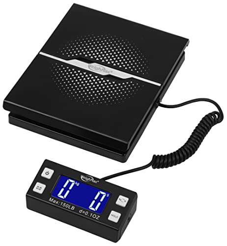 Weighmax W-8809 150lbs x 0.1oz Digital Shipping and Postal Scale with Extended Display, Black, Batteries and Ac Adapter Included, W-8809-150 Black - color: Black