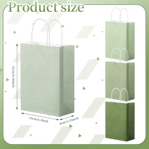 Tenceur 100 Pcs Sage Green Gift Paper Kraft Bags with Handles Party Favor - color: Green