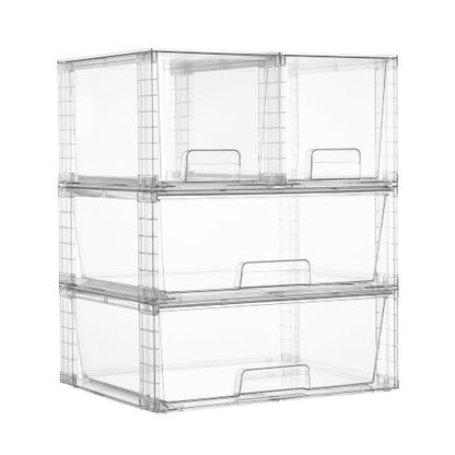 Vtopmart Clear Stackable Storage Drawers, 4 Pack Wide Organizer Set - style: 2 Wide+2 Medium
