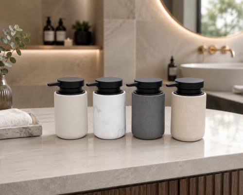 Clasin Home Liquid Soap Dispenser with Easy-to-Press Pump, 10 oz Refillable Hand Soap Dispenser with Extended Spout for Bathroom Kitchen Dish Lotion, Modern Stone Texture (Cement Gray) - color: Cement Gray