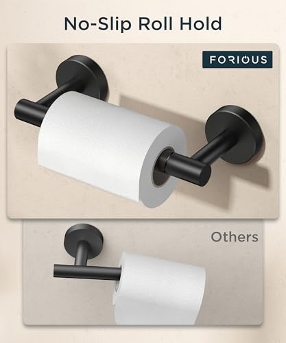 FORIOUS Commercial Toilet Paper Holder Wall Mount Bathroom Tissue Holder - color: Matte Black