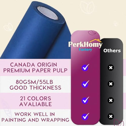 PerkHomy 24" x 1,440" (120') Blue Kraft Paper Roll for Craft Bulletin Board Paper Art Table Covering Crafting Gift Wrapping Bouquet Packing Parcel 80GSM 55LB (Blue, 24" x 120') - color: Blue, size: 24" Width x 120' Length