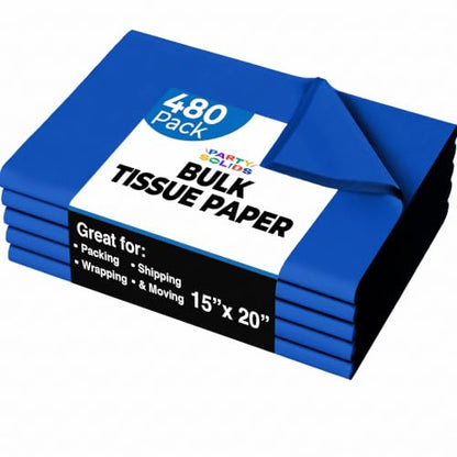 Party Solids Dark Blue Tissue Paper for Gift Bags 15" X 20" 480 Sheets - color: Dark Blue, size: 15" X 20"