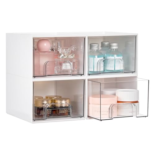 Vtopmart 4 Pack Small Stackable Storage Drawers, White - style: Small-4pack-White