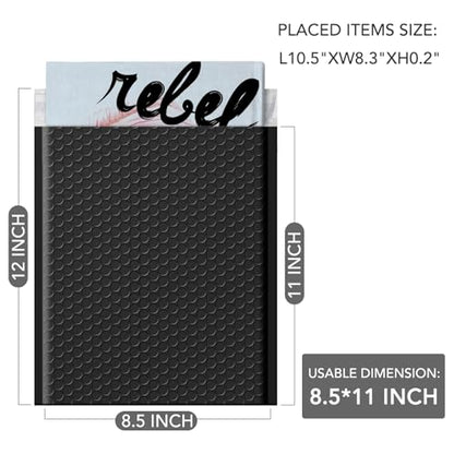 GSSUSA Black Bubble Mailers 8.5x12" 500 Pack Padded Envelopes Self Seal - color: Black, size: 8.5X12 500PC