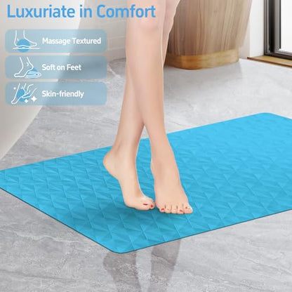 Non Slip Bathtub Mat for Bath Tub Shower - 241 Vacuum Suction Cups - color: River Blue, size: 28" x 16" (Rectangular)