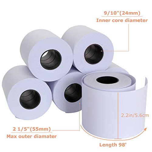 24 Pack 2 1/4" x 98 ft Adding Machine/Calculator Rolls Adding Machine Tape Paper Receipt Paper for Cash Registers, Printing Calculators