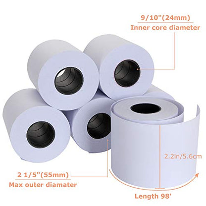 24 Pack 2 1/4" x 98 ft Adding Machine/Calculator Rolls Adding Machine Tape Paper Receipt Paper for Cash Registers, Printing Calculators