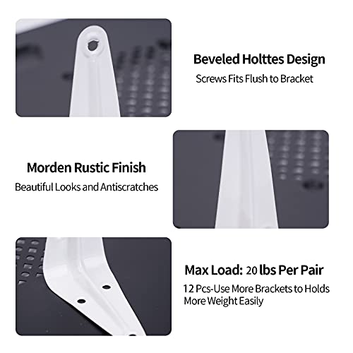 12 Pack Shelf Brackets White Heavy Duty L Brackets Metal Floating Shelf Brackets Hardware Brace Brackets Wall Mount Angle Corner Support for Christmas Shelves Hanging Floating Shelves Brack Wood