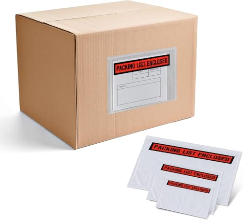 Packing List Enclosed Envelopes – 4.5" x 5.5" Short Side Opening – Self-Adhesive Clear or Printed Options – Multiple Pack Sizes (Print - PLE, 500) - style: Print - PLE