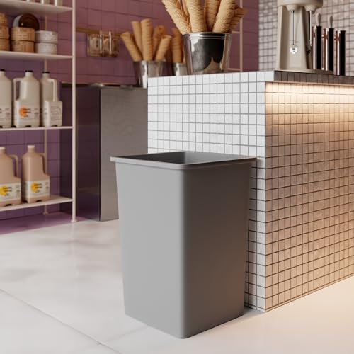35 Gallon Gray Square Commercial Trash Garbage Can | Outdoor Office Restaurant School Kitchen - color: Gray, size: 35 Gallon, style: Trash Can