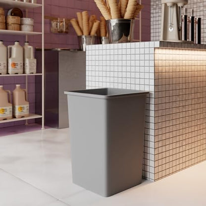 35 Gallon Gray Square Commercial Trash Garbage Can | Outdoor Office Restaurant School Kitchen - color: Gray, size: 35 Gallon, style: Trash Can