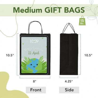 MESHA Black Paper Kraft Gift Bags with Handles 8x4.25x10.5 Inch 100 Pack - color: Black, size: 8x4.25x10.5 Inch (Pack of 100)