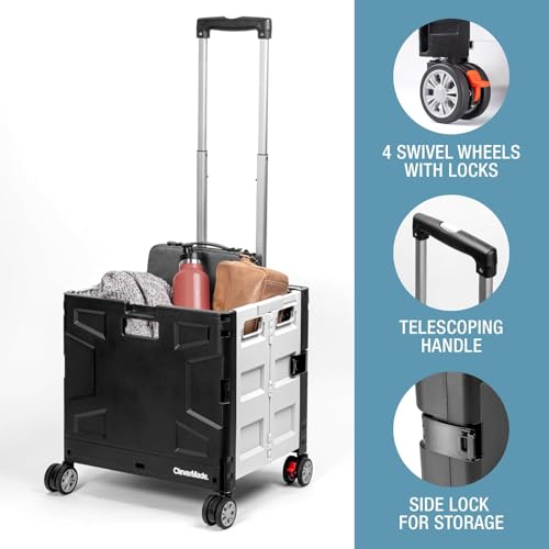 Wheeled Trolley Crate - 55L (4 Wheels) - Black/Cream [Cool Gray 1C] (1PK) - size: 55L - 4 Wheels