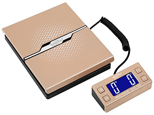 Weighmax W-8809 150 lbs x0.1oz Digital Shipping and Postal Scale with Extended Display, Gold, Battery and Ac Adapter Included - color: Gold