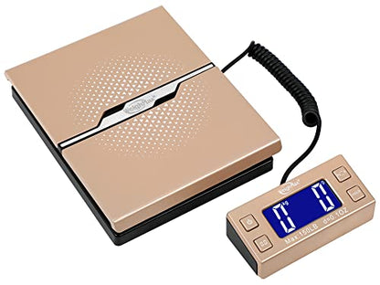Weighmax W-8809 150 lbs x0.1oz Digital Shipping and Postal Scale with Extended Display, Gold, Battery and Ac Adapter Included - color: Gold
