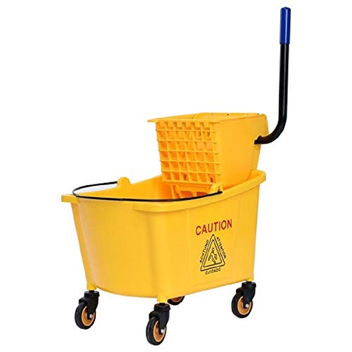 35 Quart Large Capacity Mop Bucket Side Press Cleaning Wringer Trolley for Household & Commercial Use