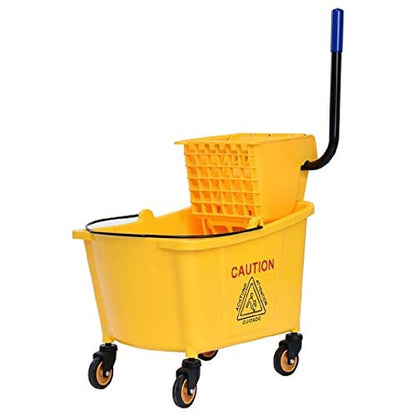 35 Quart Large Capacity Mop Bucket Side Press Cleaning Wringer Trolley for Household & Commercial Use