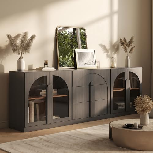 BELLEZE Bijou 3-Piece Modular Sideboard Buffet Cabinet - Ebony - color: Bijou Ebony Aac
