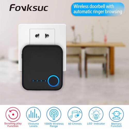 Wireless Doorbell 1000ft Range, Loud Waterproof Door Bell with 60 Melodies - color: Black-‎3 receivers +2 push buttons