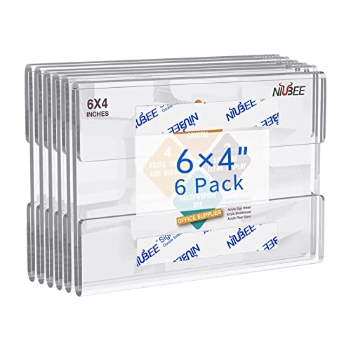 NIUBEE Acrylic Sign Holder 4x6 Wall Mount, Clear Door Paper Flyer Display - size: 4x6"