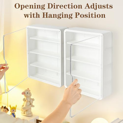 4-Tier Clear Display Case for Figures, Wall-Mounted Trinket Display Shelves with Adjustable Shelves, Dustproof Squishy Storage Case & Trinket Shelf Display Wall for Mini Figures and Collectibles - color: White