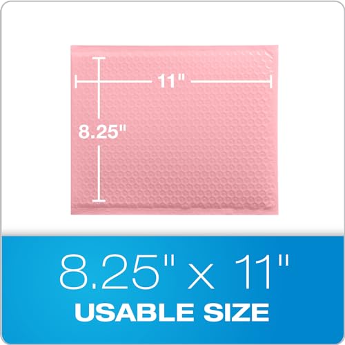 Quality Park Bubble Mailers, 8.5 x 11, Light Pink Poly Mailers, Padded Envelopes, Shipping Bags, Water Resistant, Self Seal, 25 Per Box (QUA85908) (Pack of 4) - color: Light Pink, size: (Pack of 4)