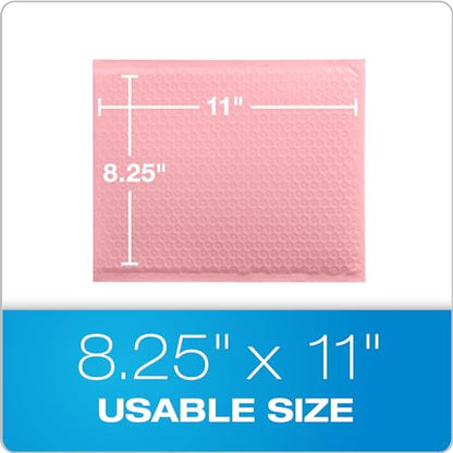 Quality Park Bubble Mailers, 8.5 x 11, Light Pink Poly Mailers, Padded Envelopes, Shipping Bags, Water Resistant, Self Seal, 25 Per Box (QUA85908) (Pack of 4) - color: Light Pink, size: (Pack of 4)