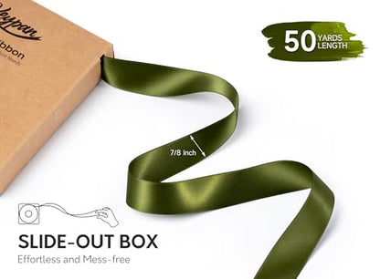 Keypan Moss Green Satin Ribbon, 7/8 Inch, 50 Yards - color: Moss Green, size: 7/8" x 50 Yards