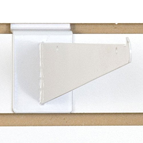 Heavy Duty Slatwall Shelf Bracket in White 10 Inch - Set of 10