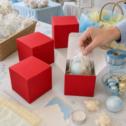 Aosric Red Gift Boxes with Lids 4x4x4 Inch, 24 Pack - color: Red