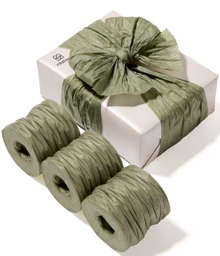 Vitalizart Crinkle Paper Ribbon 1.5" x 75 Yds for Gift Wrapping Recyclable - color: Sage Green