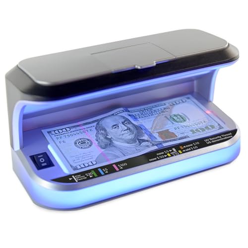 K440 Counterfeit Bill Detector, Professional Two UV Eco-Friendly LEDs, Magnetic Ink Sensor, Backlight for Watermark Detection, Built-in Magnifier for Money, Credit Cards and IDs