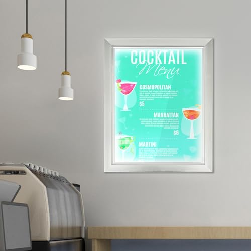 16'' x 20'' LED Poster Frame, Backlit Light Box Sign 18W with Aluminum Frame, Front Open Advertising Light Box for Menu Poster Art Display, Silver - color: Silver, size: 16" x 20"