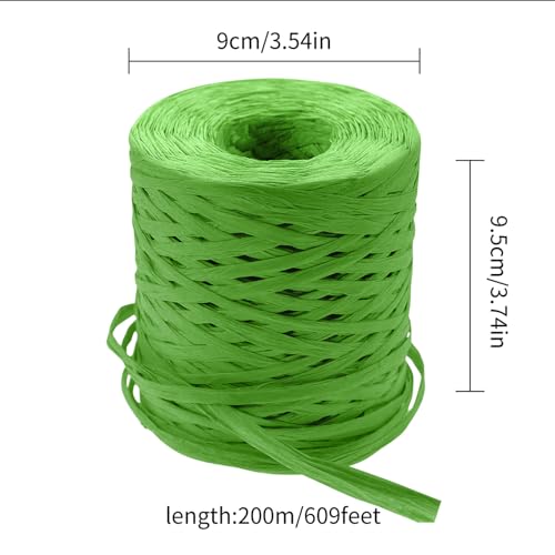 218 Yards Raffia Paper Craft Ribbon Packing Paper Twine, 1/4 Inch by 218 Yards - color: Green