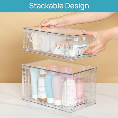 Vtopmart Clear Stackable Storage Drawers, 6 Pack Medium Organizer Set - style: 3 Medium+3 Small