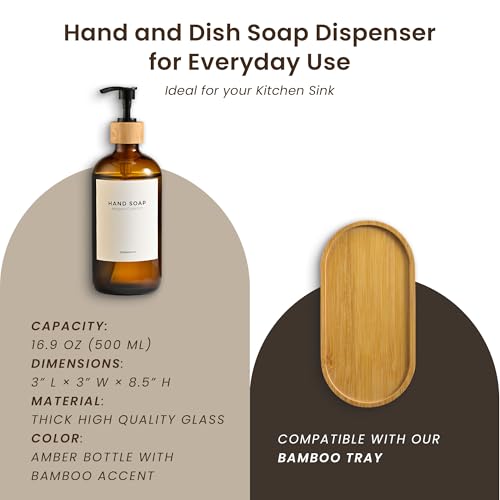 Maisonovo Dish Soap Dispenser - Amber Soap Dispenser Black Bamboo Pumps - color: Amber Black