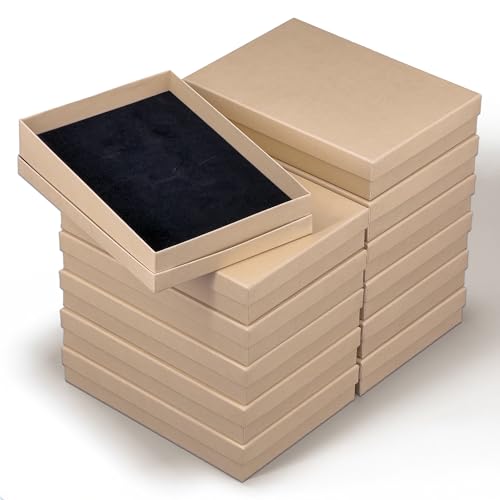 TheDisplayGuys 12-pack Cardboard Gift Boxes w. Velvet Jewelry Insert & Lids - color: Kraft Brown