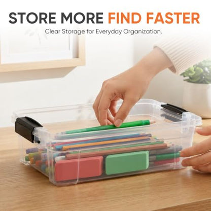 Superio 1.27 Quart Clear Plastic Storage Containers with Lids, Stackable Organizer Bins, BPA-Free Storage Boxes for Home, Office, Dorm & Classroom, 2 Pack - size: 1.27 Quart