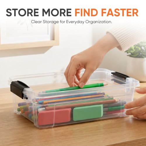 Superio 1.27 Quart Clear Plastic Storage Containers with Lids, Stackable Organizer Bins, BPA-Free Storage Boxes for Home, Office, Dorm & Classroom, 5 Pack - size: 1.27 Quart