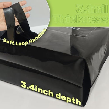 Thickened 50 Pack Thank You Bags for Small Business 10x12inch with Handles - size: 10x12inch