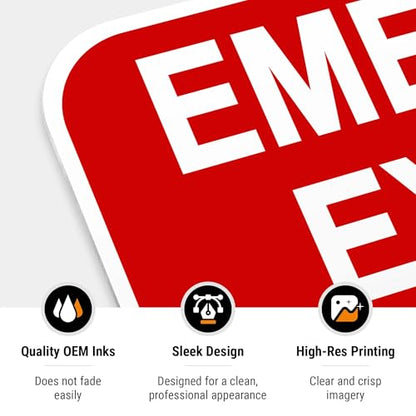 Emergency Exit Only, Door Must Remain Closed Sign, - size: 12x18