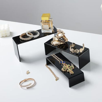 ANDGOO 6 Pcs Acrylic Display Risers, 2 Set(7.9”L-8.3”L-8.7”L), Black - color: Black, size: 6Pcs (7.9”L~8.3”L~8.7”L)