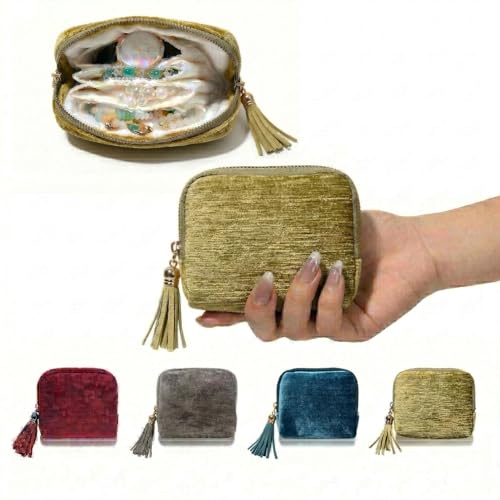 6-Layer Velvet Travel Jewelry Case for Bracelets, Olive Green - color: Olive Green