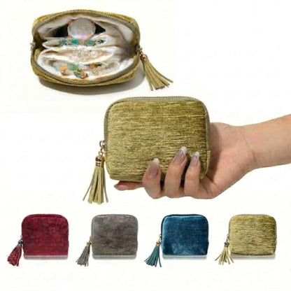 6-Layer Velvet Travel Jewelry Case for Bracelets, Olive Green - color: Olive Green