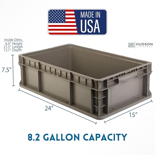 Hudson Exchange 24 x 15 x 7.5" Straight Wall Handled Storage Container Tote, Gray/Brown - color: Gray/Brown, size: 1 Pack