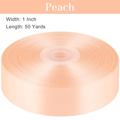 Peach Satin Ribbon, 1 Inch, 50 Yards - color: Peach