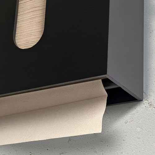 eBun Bamboo Paper Towel Dispenser with Removable Wooden Lid Tray, Black - color: -Black
